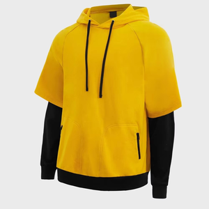 เสื้อฮู้ดกีฬาแบบสวมหัวของผู้ชายลำลองโลโก้ผ้าฝ้ายผสมสีทึบแบบกำหนดเองระบายอากาศได้ใส่สบาย - Product Image 4