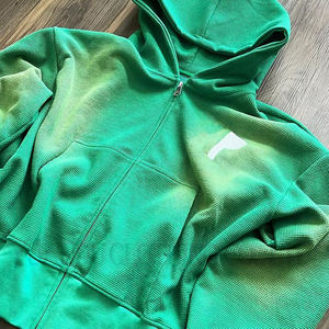 Fabricante de ropa Vintage Color Block 100% Cotton Waffle Custom Logo Screen Print Tie Dye Zip up Hoodie - Product Image 2