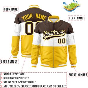 Veste universitaire à fermeture éclair OEM avec corps en laine et manches en PU Logos personnalisés disponibles pour les commandes scolaires et à la mode - Product Image 3