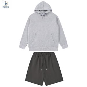 Conjunto de Sudadera con Capucha Gris para Hombre, Ropa Informal de Otoño de Color Sólido, 100% Algodón, Tejido de Felpa - Product Image 1