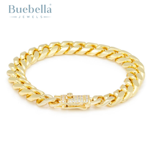 Men's 10mm Fine Jewelry Iced Out Gold Plated 925 Sterling <b>Silver</b> Miami Cuban Link Moissanite <b>Bracelet</b> & <b>Bangle</b> - Product Image 2