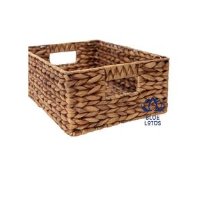 Panier en jacinthe naturelle Lotus bleu, rangement et décoration tissés à la main - Product Image 1
