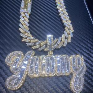 Personalized Classic Style Diamond Name Pendant Necklace Custom <b>Letter</b> Jewelry CZ Stones for Women Girls Gifting Use Main Alloy - Product Image 2