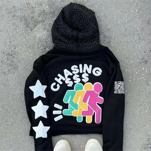 เสื้อฮู้ดโบซี่รุ่นสั้นสำหรับผู้ชายพิมพ์ลายสัตว์และดีไซน์เนอร์พิมพ์ลายไรน์สโตนขนาด XS สำหรับฤดูใบไม้ร่วง - Product Image 3