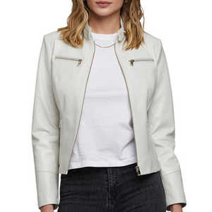 Veste en cuir véritable pour femmes élégantes de haute qualité Slim Fit Design broderie décoration respirant tricoté toile en gros - Product Image 1