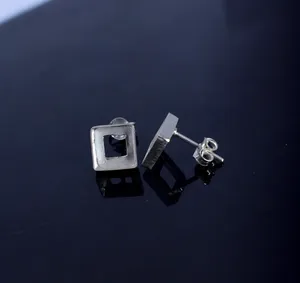 Argent sterling 925, sertissage à bézel pour pierres précieuses de forme carrée de 7 à 30 mm, sertissage vierge de 7 à 30 mm, paires de clous d'oreille, cadeaux de mariage, vierge - Product Image 1