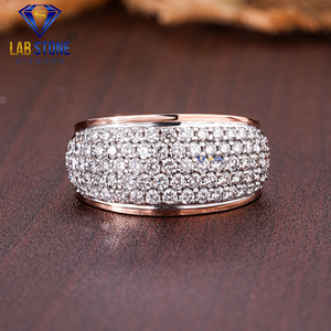 Anillo de oro rosa con diamantes de corte redondo TDW 1.685 por Lab-Stone/Anillo de diamantes de lujo/Color DE LA EF-VS - Product Image 1