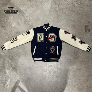 TOP DIX Veste lettre tendance pour jeunes Bomber universitaire de haute qualité en polaire Double poches Garçons Filles Streetwear décontracté OEM - Product Image 3