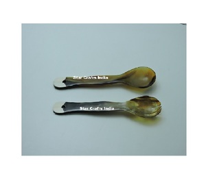 <b>Miniature</b> Black and Brown Natural Pattern Horn Spoon Luxury Horn Salad Tool for Salt Serving and Gift Hampers - Product Image 1