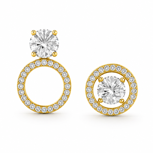 Lab Grown Diamond Stud <b>Earrings</b> 3-in-1 Convertible Solitaire <b>Halo</b> Drop <b>Earrings</b> - Product Image 3