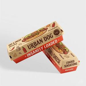 Scatola per Hot Dog Personalizzata con Logo, in Carta Kraft Anti-unto, per Asporto, Confezione per Alimenti, Corn Dog, Waffle, <span class=keywords><strong>Pizza</strong></span>, Sandwich, Scatola da Asporto OEM ODM - Product Image 4