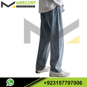 Pantalones Vaqueros de Mezclilla con Logotipo Personalizado, Estilo Urbano, Corte Holgado, Recto, Tallas Grandes, Jeans para Hombre de Alta Calidad - Product Image 3