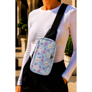 Bolso Bandolera con Cremallera y Estampado Azul Bebé, Accesorio de Moda para Hombres y Mujeres - Product Image 1