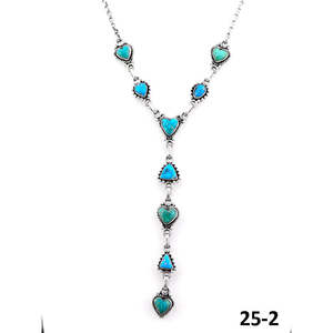 Collier Lariat artisanal du Sud-Ouest, émeraude de la Vallée, avec turquoise eau blanche et cœur en argent sterling, idéal pour un cadeau - Product Image 2