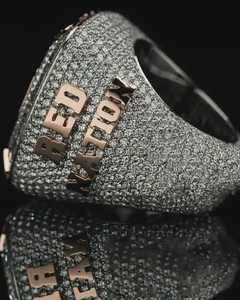 Iced Out Square Shape Custom Letter VVS Moissanite Diamond Sparkling Hip Hop <b>Statement</b> 925 <b>Silver</b> Iced Out Unisex Wear <b>Ring</b> - Product Image 5