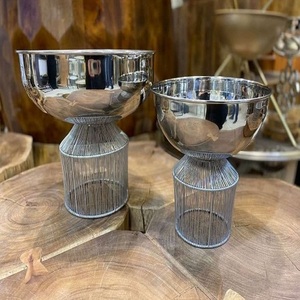 Ensemble Unique de 3 bols de service en bois et en métal avec support de forme ronde pour ustensiles de cuisine vaisselle d'hôtel Dates bols de fruits secs - Product Image 6