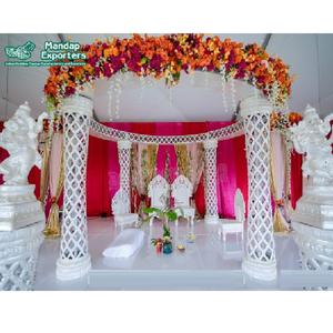 Elegancia boda evento diamante corte Mandap conjunto asequible boda FRP blanco Plazoo Mandap boda hindú Plazoo Mandap con Floral - Product Image 1