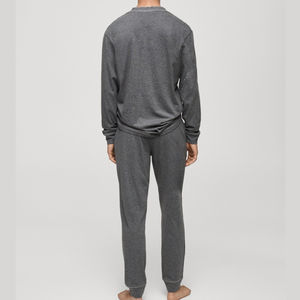 Paquete de pijama de algodón 100% personalizable, chándal de estilo pesado, patrón sólido transpirable, conjunto gris lavado de invierno de larga duración - Product Image 6