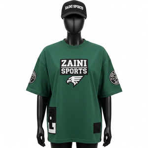 เสื้อยืดทรงบ็อกซี่สำหรับผู้หญิง ผ้าโพลีเอสเตอร์ตาข่ายเนื้อหนา 200 GSM สัมผัสนุ่ม สีเขียวล้วน ปักโลโก้ เสื้อยืดผ้าฝ้ายสำหรับผู้หญิง - Product Image 6