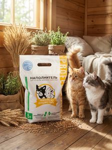 Arena para Gatos Clean Fluffy Wheat con Aroma a Vainilla – Gránulos Aglomerantes Naturales para Gatos, Roedores y Conejos, 5L - Product Image 2