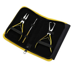 Pince d'extension de cheveux dorée avec aiguille Kit d'outils professionnels d'extension de cheveux et de perles Pince avec belle pochette en cuir - Product Image 5
