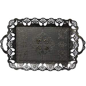 Elegant metal serving <b>tray</b> with smooth satin finished perfect for chic dining table displays and high-end <b>buffet</b> presentations - Product Image 6