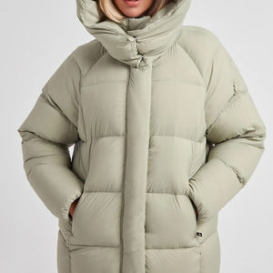 OEM High Quality Women Puffer Jacket Hood Warm Winter Plus Size Full Zipper Bubble Outdoor Custom Logo <b>Nylon</b> <b>Fabric</b> Down Jacket - Product Image 3
