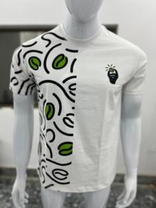 Nouveau T-shirt en coton éponge 100% avec impression demi-design, motif uni, style streetwear, coupe ample, service OEM, anti-plis, respirant - Product Image 5