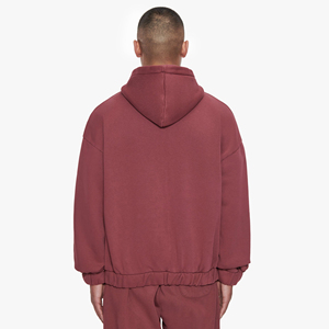 Sweat à capuche zippé unisexe, poids lourd, 450g/m2, surdimensionné, poches, manches longues, broderie avec logo personnalisé, patch à coudre, polaire, fermeture éclair surdimensionnée pour homme - Product Image 3