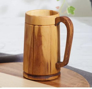 Handcrafted Classic Wooden Travel <b>Mug</b> with <b>Enamel</b> Handle for Coffee and Beer-<b>Camping</b> Use - Product Image 1