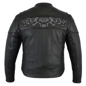 Chaqueta universitaria Letterman con cuello levantado de cuero genuino personalizada para hombre, venta al por mayor para montar en motocicleta - Product Image 6