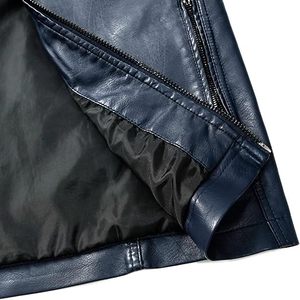 Veste de moto en cuir véritable de haute qualité design personnalisé manteau de motard en toile à col montant et fermeture éclair pour hommes OEM - Product Image 6
