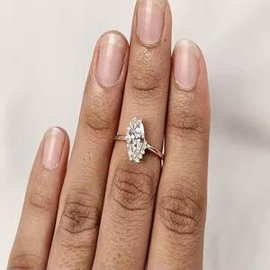 Bague de fiançailles or massif argent pour femmes diamant Moissanite 18K blanc rond brillant coupe bijoux bague personnalisée pour hommes - Product Image 6