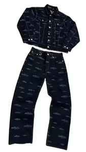 Conjunto de Chaqueta y Pantalones de Mezclilla de Punto Ligero y Transpirable de 2 Piezas de Moda Masculina Personalizada de Alta Calidad - Product Image 2