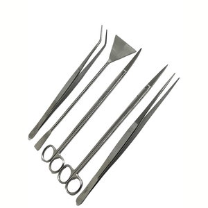 Kit d'outils d'aquarium en acier inoxydable long 5 en 1 ensemble d'outils d'éclairage d'étang 5 en 1 avec pince à épiler ciseaux spatule fabriqué au Pakistan - Product Image 3