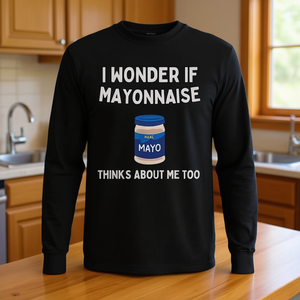 Me pregunto si la mayonesa también se preocupa por mí, camiseta de manga larga Mayo - Product Image 3