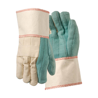 Gants de travail en coton de qualité supérieure, triple paume, poids lourd, 31 oz, vert, avec bande supérieure, gants de sécurité