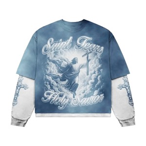 Camiseta estampada de doble manga | Mezcla de algodón peinado | Lavado biológico y de silicona | Sensación suave transpirable anticontracción y comodidad diaria - Product Image 2