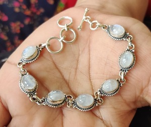 Boho Style Classical Tennis <b>Bracelet</b> Women's <b>925</b> <b>Sterling</b> <b>Silver</b> Moonstone Gemstone Handmade Platinum Rhodium Third Party Gift - Product Image 2
