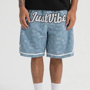 Wholesale Elastic Waist Casual Basketball Shorts Black Paisley Print Board <b>Bandana</b> Shorts for Men - Product Image 5