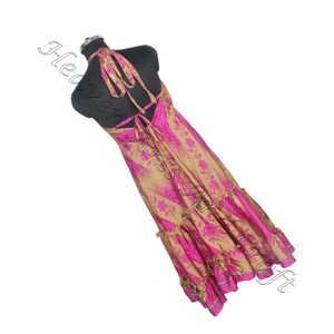 SD005 Saree / Sari / Shari indien et pakistanais vêtements de l'Inde Hippy Boho indien longue Floral Vintage soie Sari imprimé robe - Product Image 6