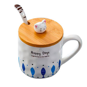 Tazza in Ceramica a Forma di Gattino, Resistente e Robusta, Dipinta a Mano, Design Moderno con Coperchio e Cucchiaio, Lavabile in Lavastoviglie e Utilizzabile nel Microonde, Regalo Perfetto - Product Image 5