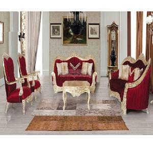 Lujosos muebles de sala de estar de palacio francés de 7 plazas, juego de sofás de madera de gama alta italianos de doble talla - Product Image 1