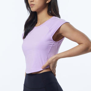 Top corto personalizado para mujer, camisetas para mujer, tops cortos de cuerpo corto de alta calidad, Top corto de algodón en blanco - Product Image 3