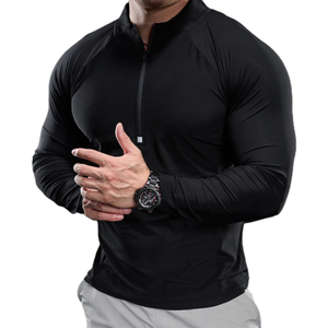Camiseta Deportiva de Manga Larga con Cierre de 1/4 para Hombre, Protección Solar UPF50+, Secado Rápido, Transpirable, Cuello Alto, Poliéster/Nailon, para Fitness, Deporte, Aire Libre, MMA - Product Image 2