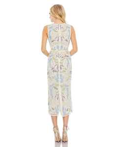 Embellissement floral Robe Maxi Sexy pour Adultes A-ligne Silhouette O-épaule Cou Avant thé-Longueur Longueur Modeste - Product Image 3