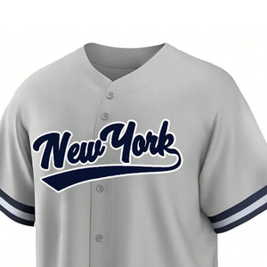 Maillot de baseball personnalisé sublimé avec nom du joueur, manches courtes, col en V, respirant, 100 % fibre de polyester, pour équipe - Product Image 2