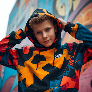 Sweat-shirt à capuche en polaire polyester/nylon brodé pour garçons, pour enfants, avec coupe confortable et options de marque privée OEM/ODM - Product Image 4