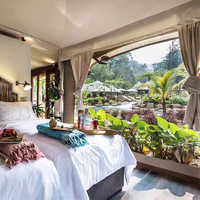 Tente Lodge haut de gamme, tente de glamping de luxe, tente en toile imperméable pour les hôtels de villégiature en pleine nature, les retraites panoramiques