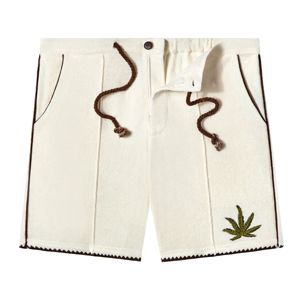 Conjunto de camisa y pantalones cortos de Cabannabis Cabana con rizo de algodón orgánico con hojas bordadas y botones de coco reales - Product Image 5